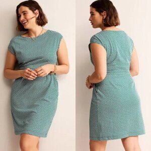 Boden Florrie Jersey Dress Size 6 Long Tall Meadow Green Diamond Abstract